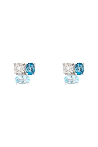 Oorbellen Oural Witgoud, Diamanten en Topazen