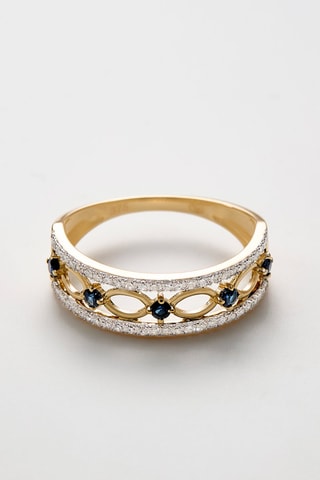 Ring Sapphire Crown Geelgoud, Saffieren 0,14 karaat/5 en Diamanten 0,16 karaat/52