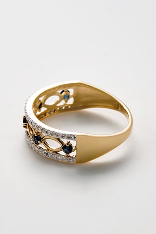 Ring Sapphire Crown Geelgoud, Saffieren 0,14 karaat/5 en Diamanten 0,16 karaat/52