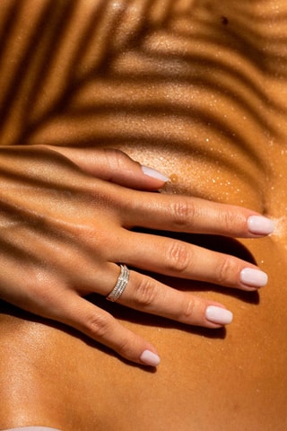 Bague Kiss Baguette  Or blanc et diamants