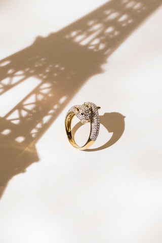 Ring Duo de Panthères - Geelgoud, Diamanten en Saffieren