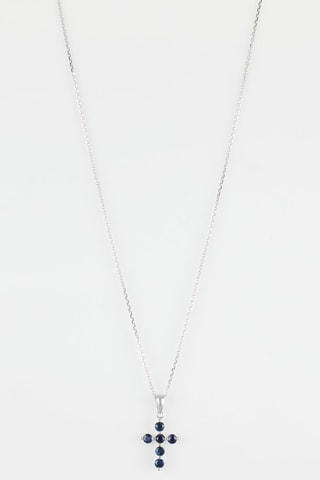 Pendentif Kyra Or blanc et saphirs