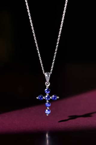 Pendentif Kyra Or blanc et saphirs