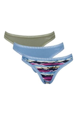 3 Biologisch Katoenen Tanga’s Go Crush - Blauw en Kaki