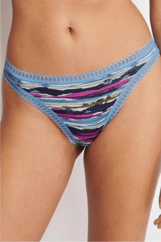 3 Biologisch Katoenen Tanga’s Go Crush - Blauw en Kaki
