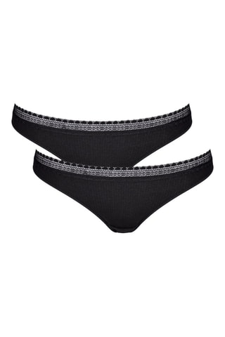 2 Tanga’s Go Ribbed - Zwart
