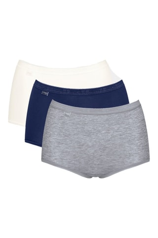 3 Slips Hoge Taille Basic Maxi - Gemêleerd Grijs en Blauw