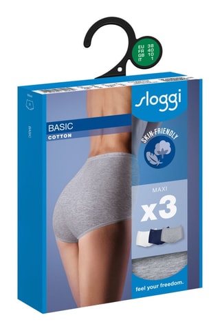 3 Slips Hoge Taille Basic Maxi - Gemêleerd Grijs en Blauw