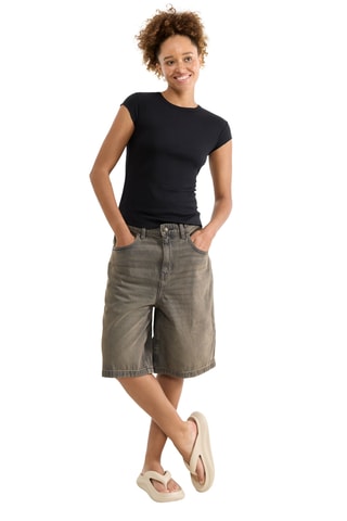 T-shirt GO Ribbed - Zwart