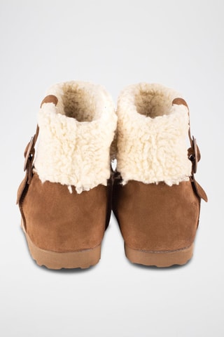 Gevoerde Nubuck Enkellaarzen Rosso - Bruin en Crèmekleurig