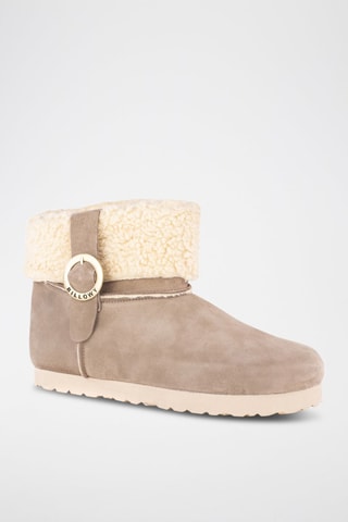 Gevoerde Nubuck Enkellaarzen Rosso - Grijs en Crèmekleurig