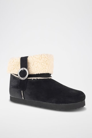 Gevoerde Nubuck Enkellaarzen Rosso - Zwart en Crèmekleurig