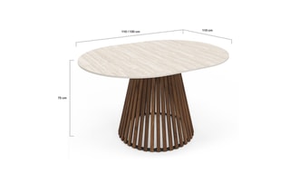 Mesa de refeição redonda extensível Camélia - 110/150 x 75 x 110 cm