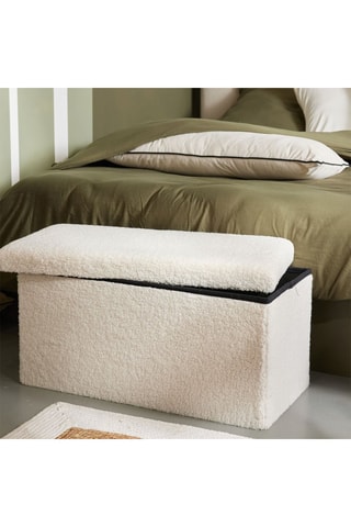 Banc-coffre - 79 x 38 x 38 cm - Crème