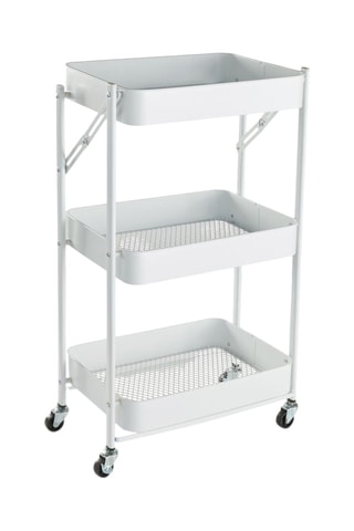 Desserte pliable à roulettes 3 niveaux - Blanc