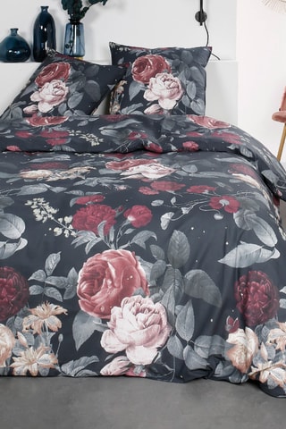 Parure de couette en coton Sunshine - Noir et rouge foncé