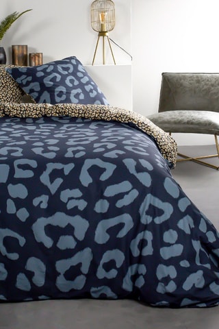 Parure de couette en coton Sunshine - Bleu et moutarde