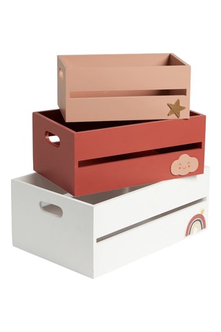 3 caisses de rangement - Rose et blanc