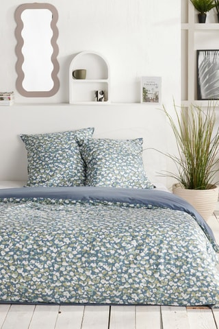Parure de couette en coton 57 fils/cm² Sunshine - Bleu et blanc
