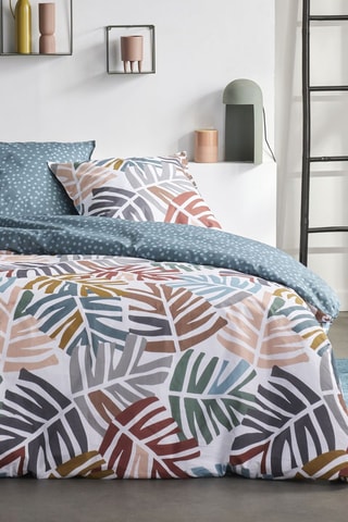 Parure de couette en coton 57 fils/cm² Sunshine - Bleu et marron