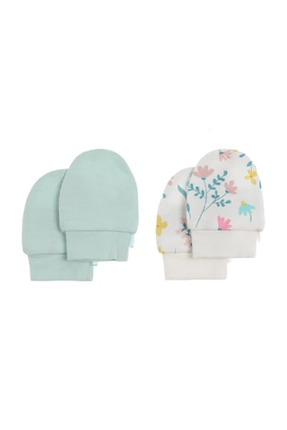 2 paires de moufles - Vert d’eau et blanc