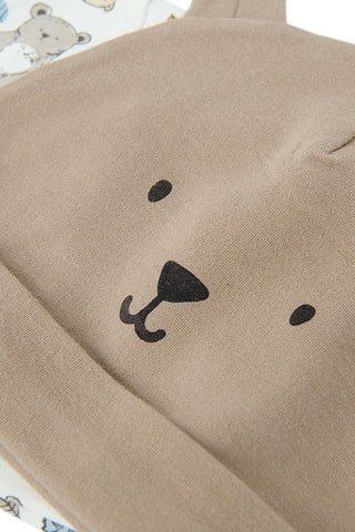 2 bonnets à oreilles - Blanc et marron
