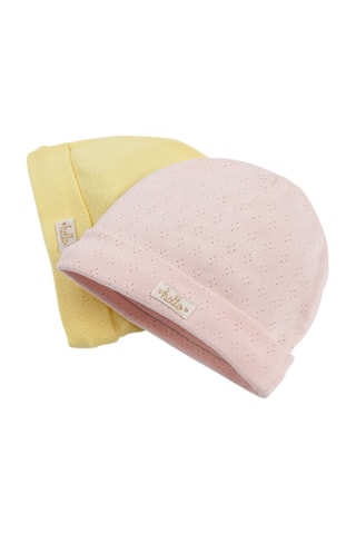 2 bonnets - Jaune et rose
