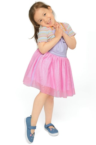 Robe-salopette - Violet et rose