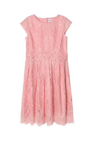 Robe plissée en dentelle Rose