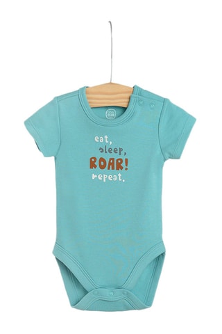 3 bodys Turquoise, marron et blanc