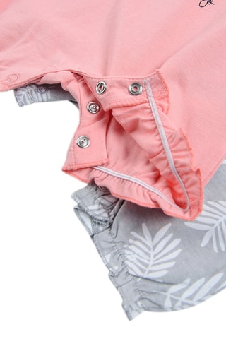 2 barboteuses en coton biologique Rose et gris clair