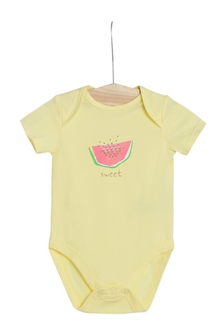 3 bodys Rose, écru et jaune