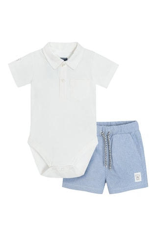 Body-polo et short Blanc et bleu clair