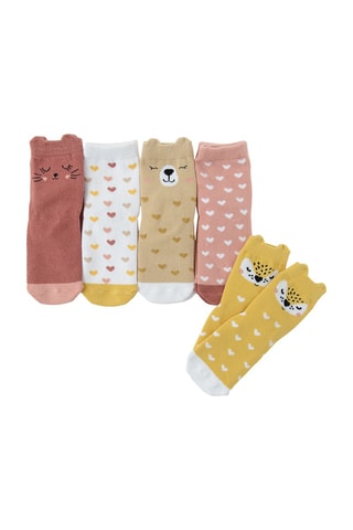 5 paires de chaussettes - Rose et blanc