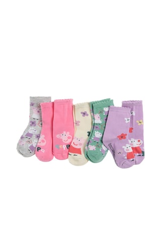 5 paires de chaussettes Peppa Pig et Suzy Sheep Peppa Pig Gris clair chiné et rose
