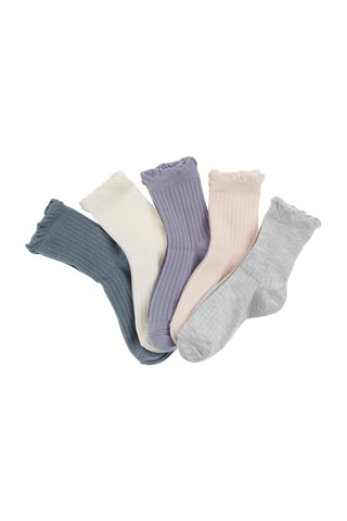 5 paires de chaussettes Gris foncé, écru et violet