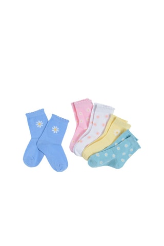 5 paires de chaussettes Bleu clair, rose et blanc