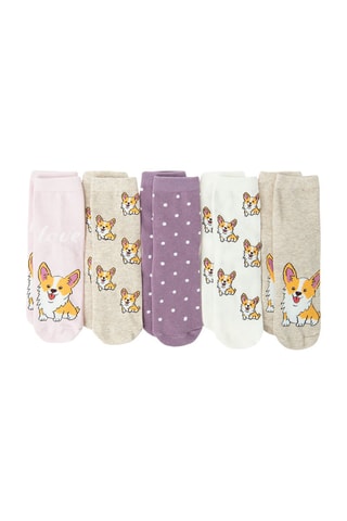 5 paires de chaussettes - Rose clair, beige chiné et vieux rose