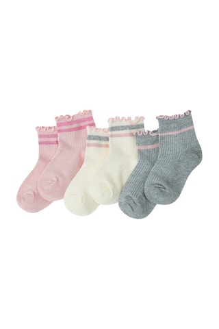 3 paires de chaussettes - Rose clair, écru et gris chiné