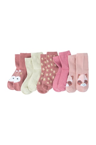5 paires de chaussettes - Vieux rose, écru et rose
