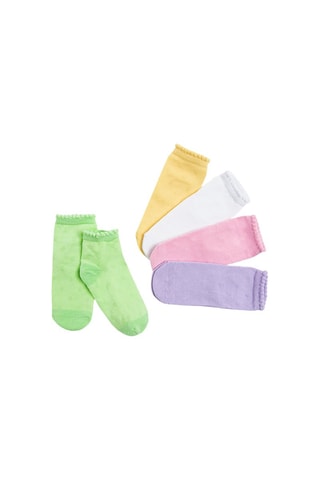 5 paires de chaussettes Vert citron, jaune et blanc