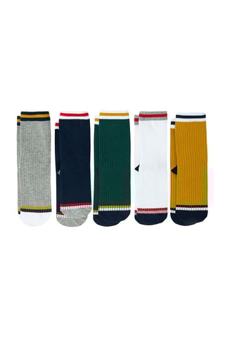 5 paires de chaussettes - Gris et vert foncé