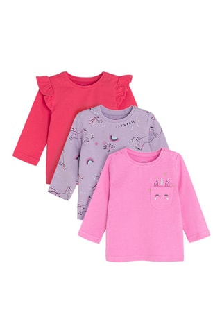 3 t-shirts - Rouge framboise, mauve et rose