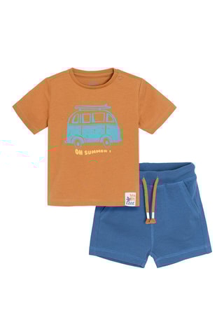 T-shirt et short Camel et bleu marine