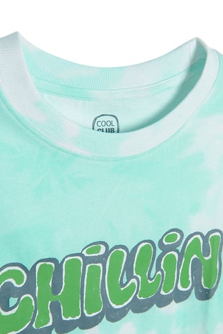 T-shirt tie and dye Turquoise et écru