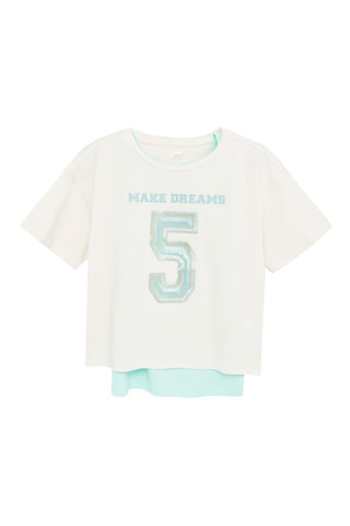 T-shirt 2 en 1 - Ecru et vert d'eau