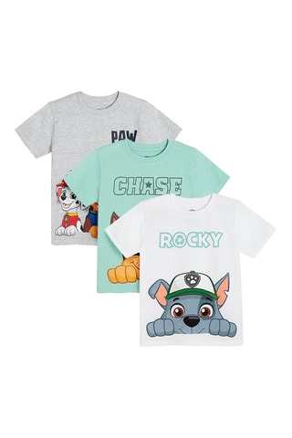 3 t-shirts Pat’ Patrouille Gris chiné, vert et blanc