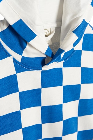Sweat à capuche Blanc et bleu cobalt