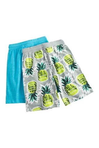 2 bermudas Gris chiné et turquoise