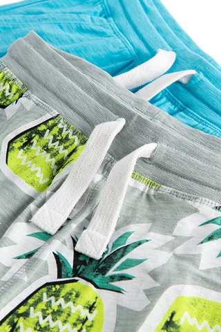 2 bermudas Gris chiné et turquoise